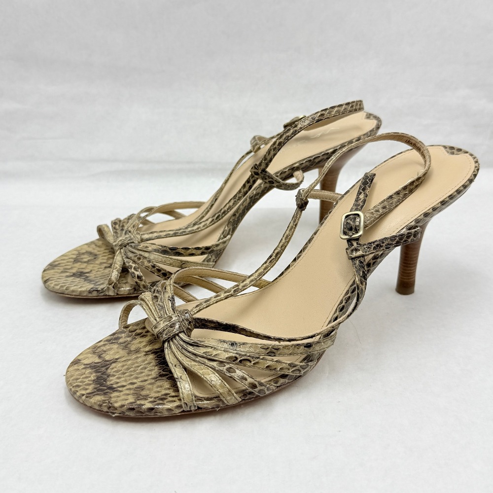 Via Spiga 8.5M Snakeskin Print Leather Strappy Slingback Heels Y2K Sandals